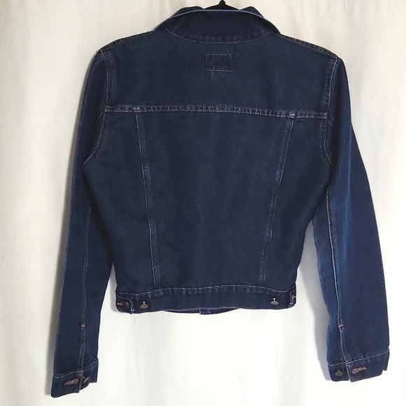 Calvin Klein Blue Denim Jean Button Up Jacket Metallic Stitching Women's Large - Picture 5 of 11